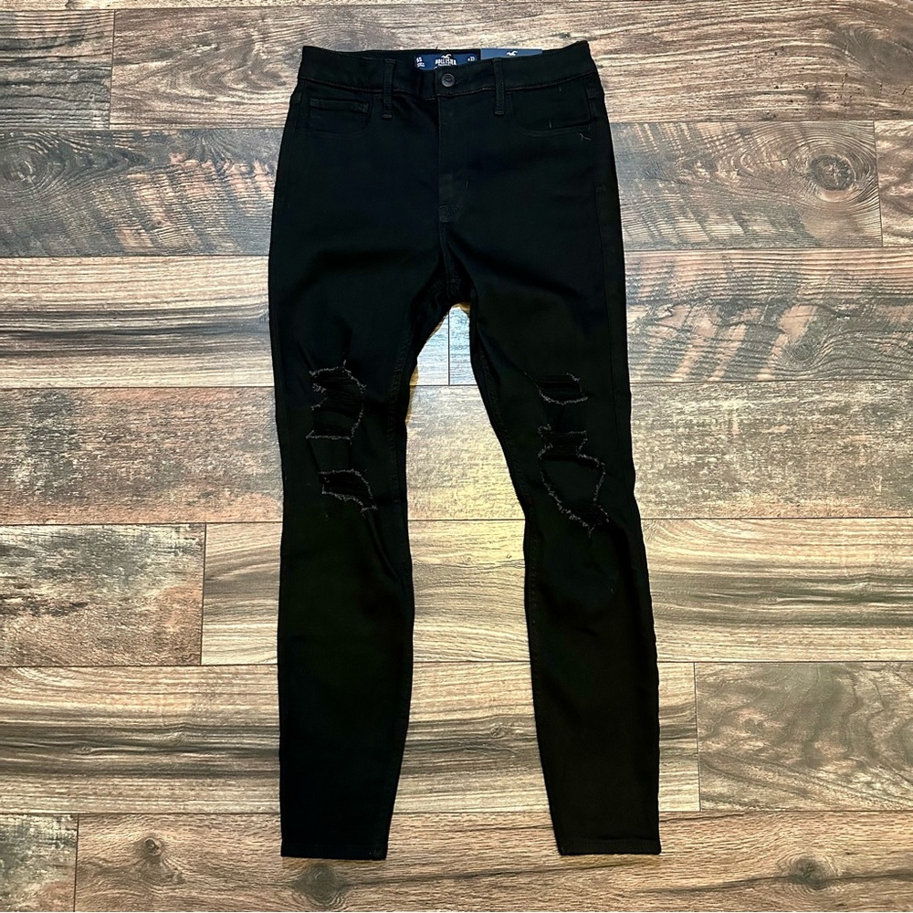 Hollister Curvy high-rise ripped black super skinny jeans size 5S or 27/26 - Picture 5 of 15